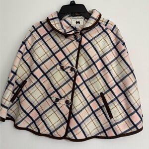 Janie and Jack Plaid Cape - Pink, Brown, and Blue